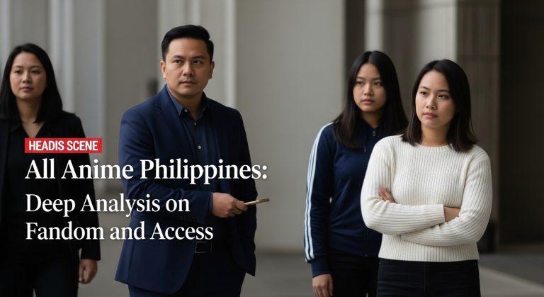 Philippine anime fans at a convention with vibrant cosplay and a large subtitled screen.