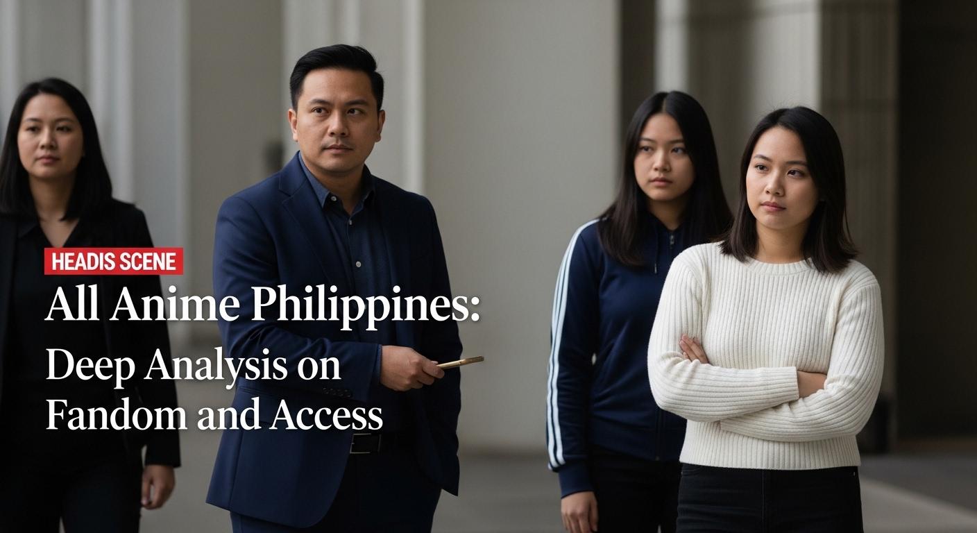 Philippine anime fans at a convention with vibrant cosplay and a large subtitled screen.