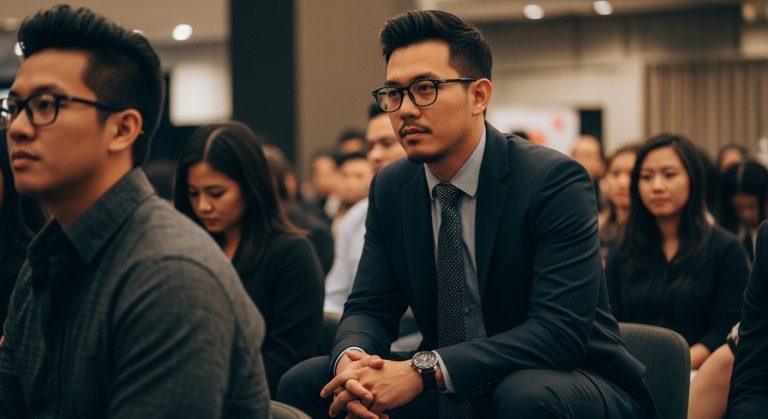 Editorial illustration of Jujutsu Kaisen-inspired scenes over a Philippine cityscape