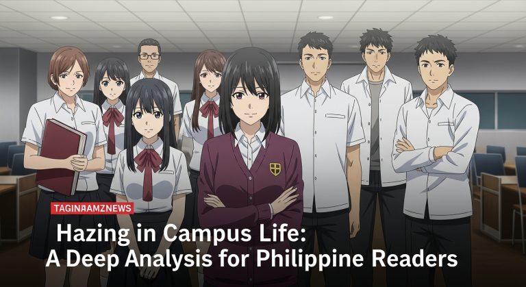 Editorial desk with documents and a laptop suggesting investigative reporting on hazing reforms in campus life.