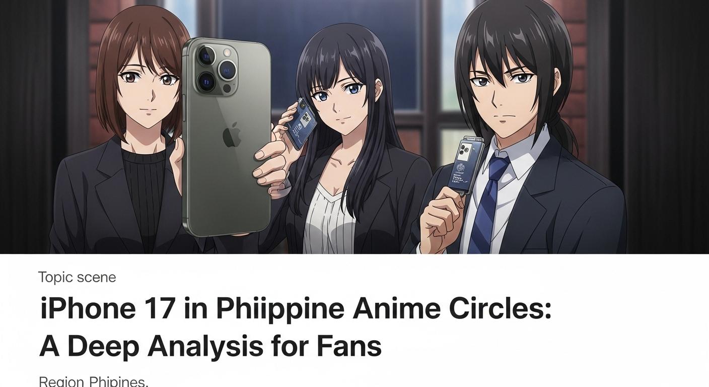 Editorial illustration of iPhone 17 amid anime artwork in the Philippines.