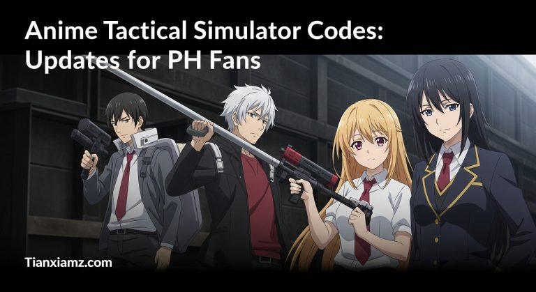 Graphic illustration of anime tactical simulator codes with a Philippine cityscape.