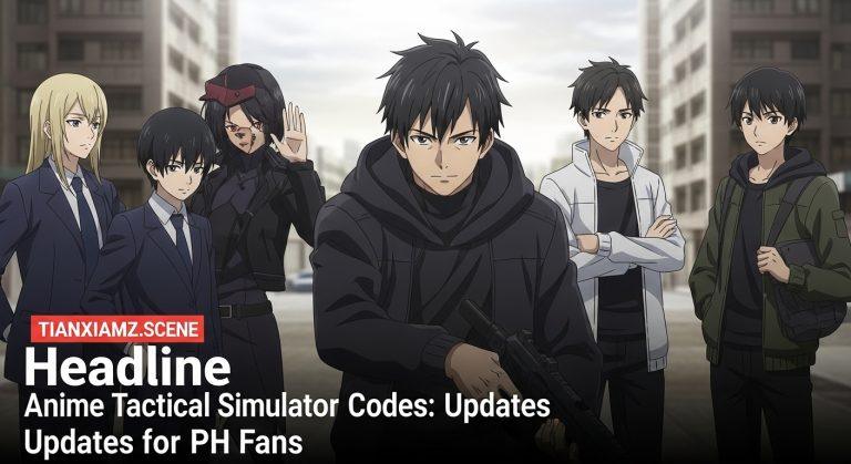 Graphic illustration of anime tactical simulator codes with a Philippine cityscape.