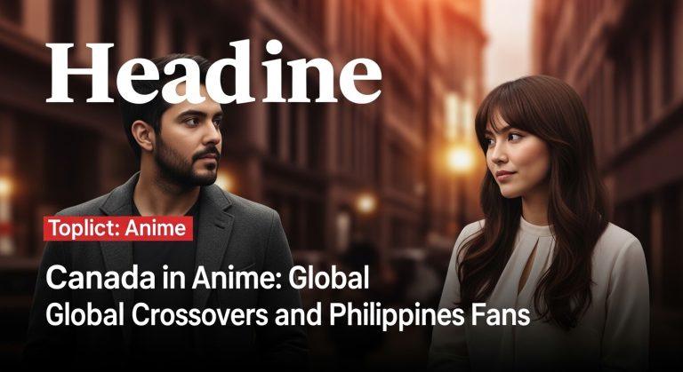 Anime-style collage of Canada, the Philippines, and Japan in a cross-cultural scene.