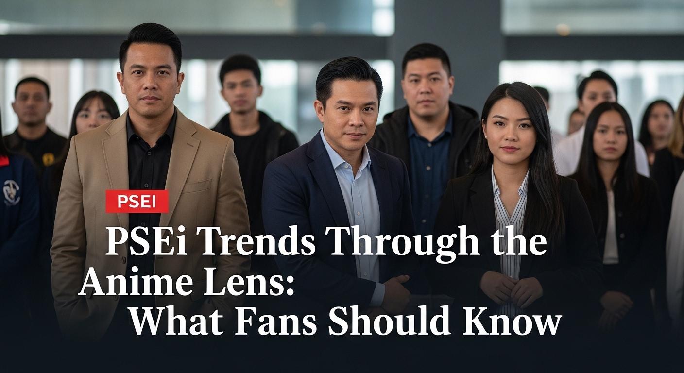 Editorial illustration: stock chart with anime elements representing psei impact on Philippine entertainment.