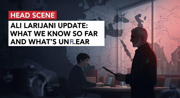 Editorial collage on ali larijani reporting and airstrike updates.